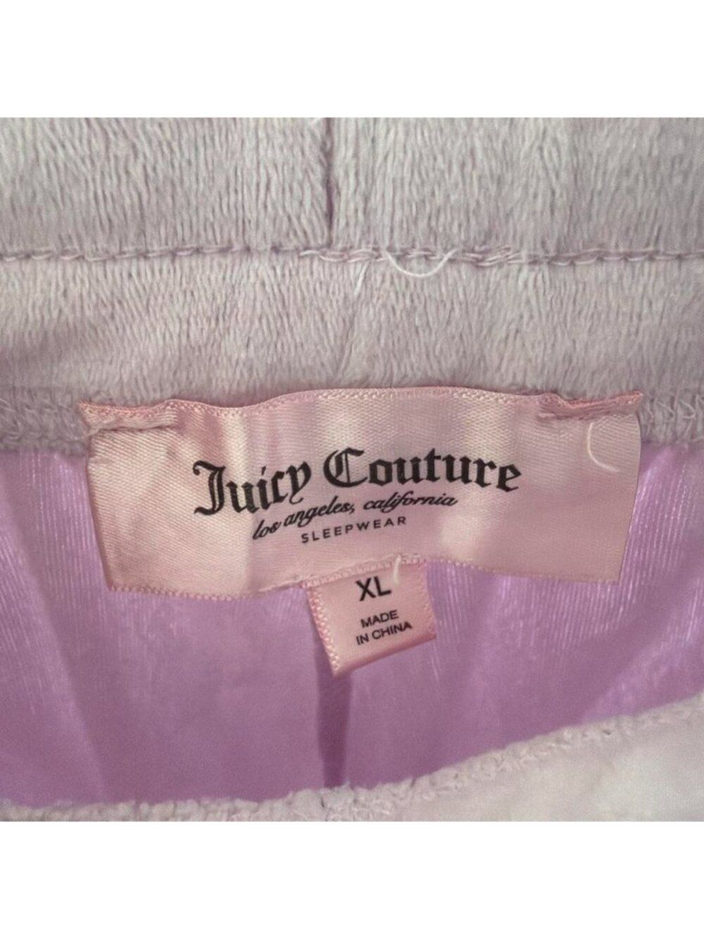 Juicy Couture Pink Velour Rhinestone Beaded Jogger Pants Women's Size XL - Picture 3 of 4